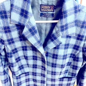 Pendleton Thomas Kay Oregon Tweed Plaid Jacket Blue Gray SIZE 8 Women